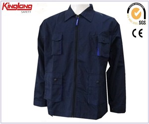 Dark blue polyester cotton fabric work jacket,High quality mens workwear jacket china supplier