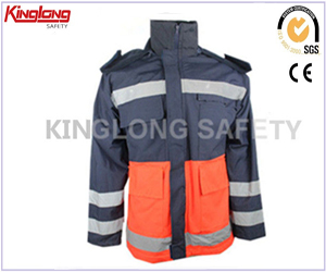 Jaqueta de inverno de alta visibilidade de segurança à prova d'água bordada, roupa de trabalho de inverno com acolchoamento de pintor
