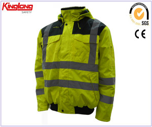 Fluorescent Winter Jacket,Fluorescent Yellow Winter Jacket,High Visibility Fluorescent Yellow Winter Jacket