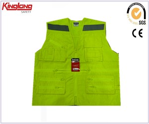 Fluorescent yellow reflective tapes vest, high visibility good value vest