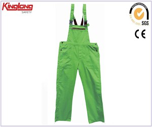 Zelené vysoce kvalitní kalhoty s náprsenkou z poly bavlny na prodej, dodavatel pánských pracovních oděvů s náprsenkou z Číny
