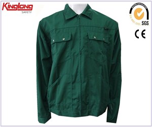 Vihreä puhtaan värinen yksinkertaisen tyylin takki, Kiinan toimittajan miesten työtakki hinta
