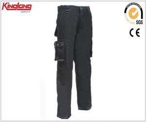 Calças de trabalho com cintura elástica resistente, calças de trabalho com vários bolsos