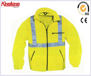 Jaqueta de inverno acolchoada Hi Vis com fita refletora, uniforme de trabalhador da construção civil