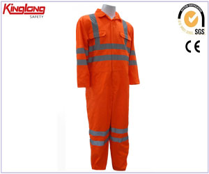 Tuta ad alta visibilità, tuta ad alta visibilità in tessuto TC 65/35, uniforme industriale Tuta arancione ad alta visibilità in tessuto TC 65/35
