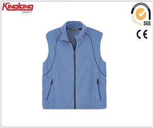 Hoogwaardig modieus ontwerp zonder mouw blauw vest, winter warm polar fleece jack met zakken