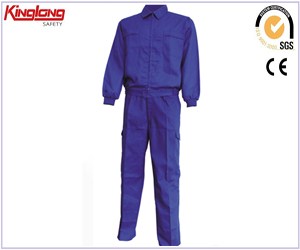 Terno azul masculino de manga comprida de alta qualidade, uniforme de trabalho 65% poli 35% algodão