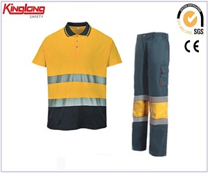 Camicie e pantaloni ad alta visibilità uniformi da lavoro estive, tute da lavoro comode in cotone 100%.