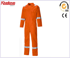 High visibility high quality cheap orange unisex coverall overall with safety reflective tapes