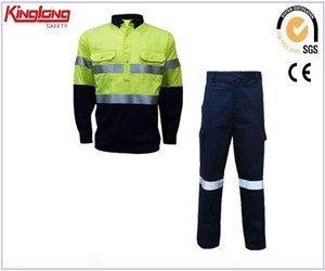 Hivi camisa e calças de tecido de algodão workwear, Hi vis trabalhando roupas para venda