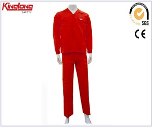 Лидер продаж, красные рабочие костюмы из полиэфирной ткани, высококачественные мужские рабочие рубашки и брюки
