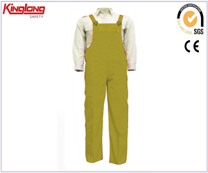 Hot sale mens high quality bibpant, classical design polycotton fabric yellow bibpant