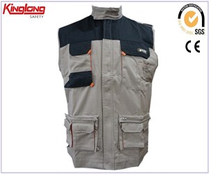Hot sale workwear mens multi-function vest,Polyester cotton t/c working waistcoat for sale