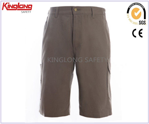 Khaki/Beige Color Canvas Casual Shorts, Black Combination With Loop In Waist Cargo Shorts