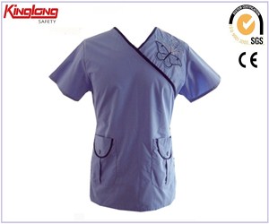 La luz azul unisex uniformes ropa de trabajo del hospital, batas de enfermería de alta calidad uniformes médicos al por mayor