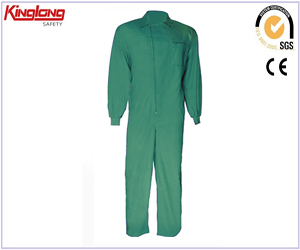 Long sleeves mens high quality coverall,long zipper green coverall with chest pocket