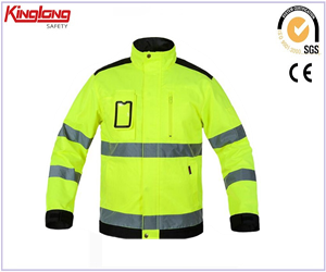 Jaqueta de trabalho fluorescente masculina Casaco de inverno de alta visibilidade