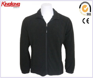 Mens halpa mikro fleece-takki, Custom logo mens halpa mikro musta napa-fleecetakki