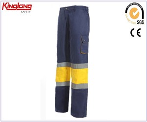 Éadaí oibre d'ardchaighdeán na bhfear bríste hi vis pants, pants oibre Polycotton hi vis ar díol