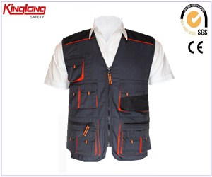 Multi-pockets v-neckline vest, china manafacturer high quality vest