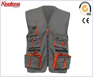 New arrival high quality cargo vest, classical design polycotton fabric vest