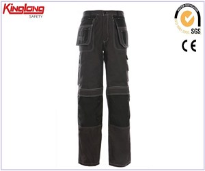New arrival high quality side pockets pant, elastic waist grey workers cargo pant