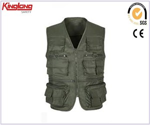 New arrival high quality sleeveless vest, chest pockets men grey working vest