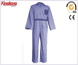 New arrival long sleeves two tone coverall, workers chest pocket mens coverall