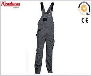 New design high quality working bib overalls,Polyester cotton fabric grey bib pants price