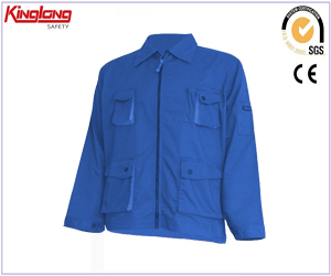 New design mens high quality jacket, classical design polycotton fabric blue jacket