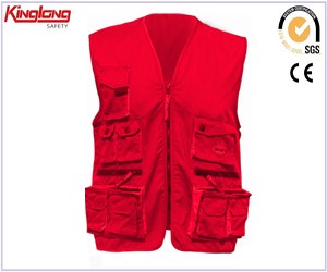 New design mens high quality vest, fashion design polycotton fabric red vest