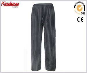 New design twill fabric polycotton chef pant, long straight legs side pockets black pant