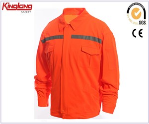 Giacca da uomo con nastro riflettente arancione di nuova moda, giacca a maniche lunghe ad alta visibilità
