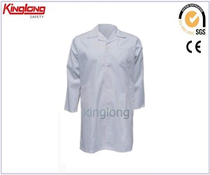 New fashion protective safety white lab coat, 65%poly35%cotton fabric water proof lab coat