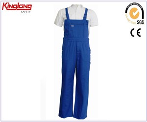 New style  high quality mens blue bibpant, safety polycotton elasti waist bibpant