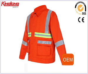 Odblaskowe mundury spawacza górniczego OEM Orange Hi Vis, odblaskowa kurtka robocza do czyszczenia