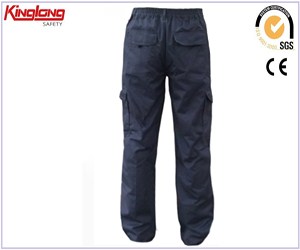 OEM Service 100% Cotton Cargo Pants,Six Pocket Pants with Elastic Waist
