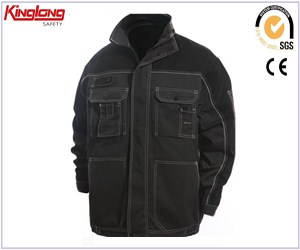 Oktober warme stijl jas van hoge kwaliteit met meerdere zakken, zwarte jas met verstevigde zijzakken