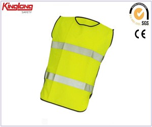 Popular estilo de primavera sin mangas chaleco amarillo, cintas reflectantes para hombre chaleco de seguridad