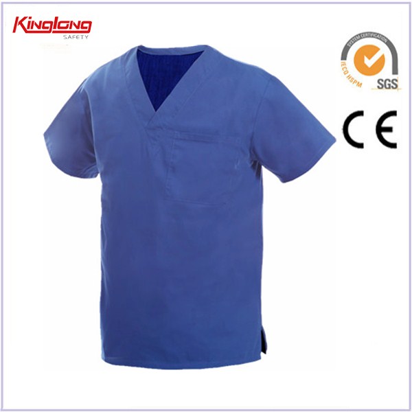 Professional hospital uniform nursing scrubs,New blue color simple design nurse uniform