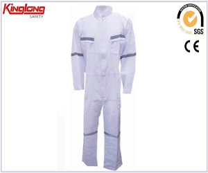 Werkkledingoveralls in witte Chili-stijl in zuivere kleur, de Chinese fabrikant levert overalls in popelinestof