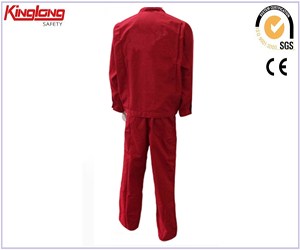 Red color high quality working shirts and pants price,Hot sale workwear suits china supplier