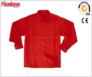 Red color workwear uniforms shirts and pants,FR mens working clothes china supplier