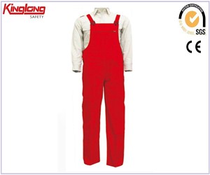 Red mens classical style cotton bib pants,Hot design bib overalls uniform for sale