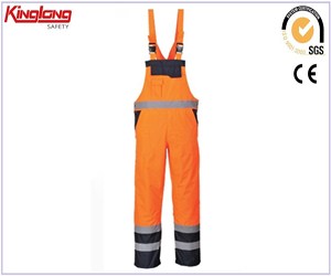 Reflective orange color workwear bib overalls,High quality mens working bib pants china manufacturer