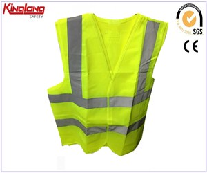 Chaleco de ropa de trabajo de alta calidad con cinta reflectante, chaleco de trabajo de poliéster de alta visibilidad para hombre