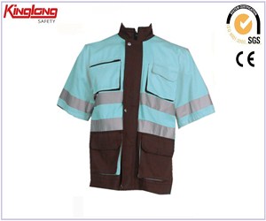 Jaqueta de trabalho masculina de manga curta, fita reflexiva cor clara nova jaqueta
