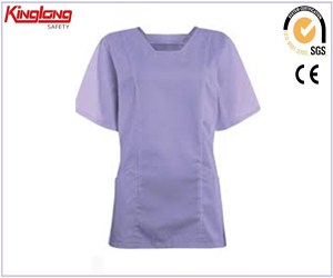 Uniformes médicos de diseño de moda para mujer de estilo primavera caliente, material suave de color púrpura sin mangas