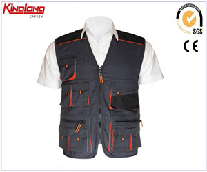Top sales work wear vest fishing waistcoat with mulit pockets for man