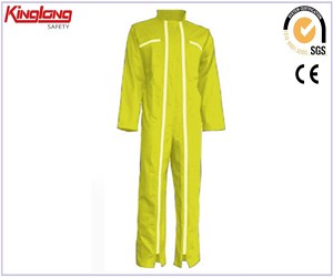 V-mhuineál fir clúdaithe le caighdeán ard, pócaí cófra sleeves fada buí coverall